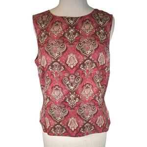 Vintage Charter Club Petite Y2K 100% Silk Sleeveless Top Cranberry Size 12P NWT